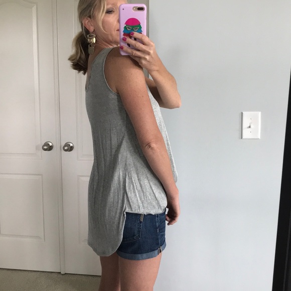 Grey, Sleeveless Bubble Hem Top - Picture 3 of 8